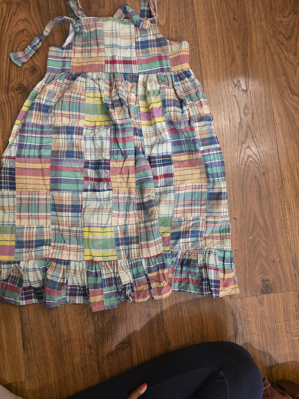 Ragsland 100% Cotton Girls' Multicolor Plaid Sundress